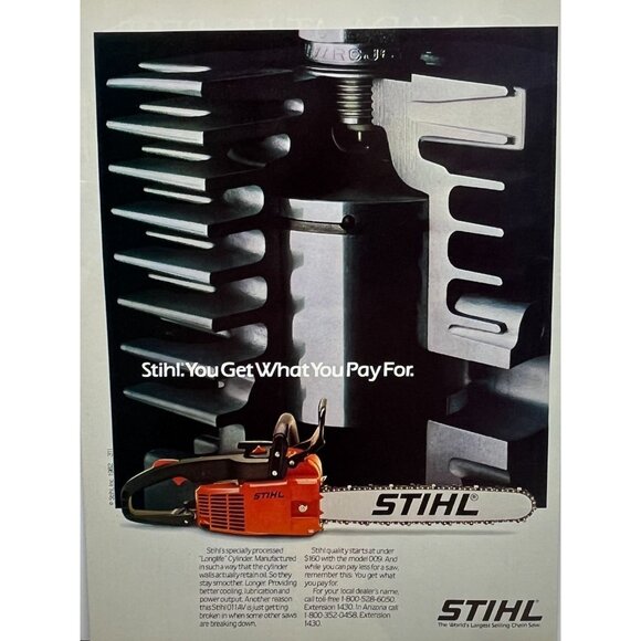 Stihl Chain Saw Print Ad Vintage 1982 Tools Man Cave Garage Decor - Picture 6 of 6